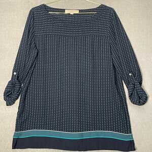 Ann Taylor Loft Womens Roll Tab Sleeve Tunic Blouse Top Size Small